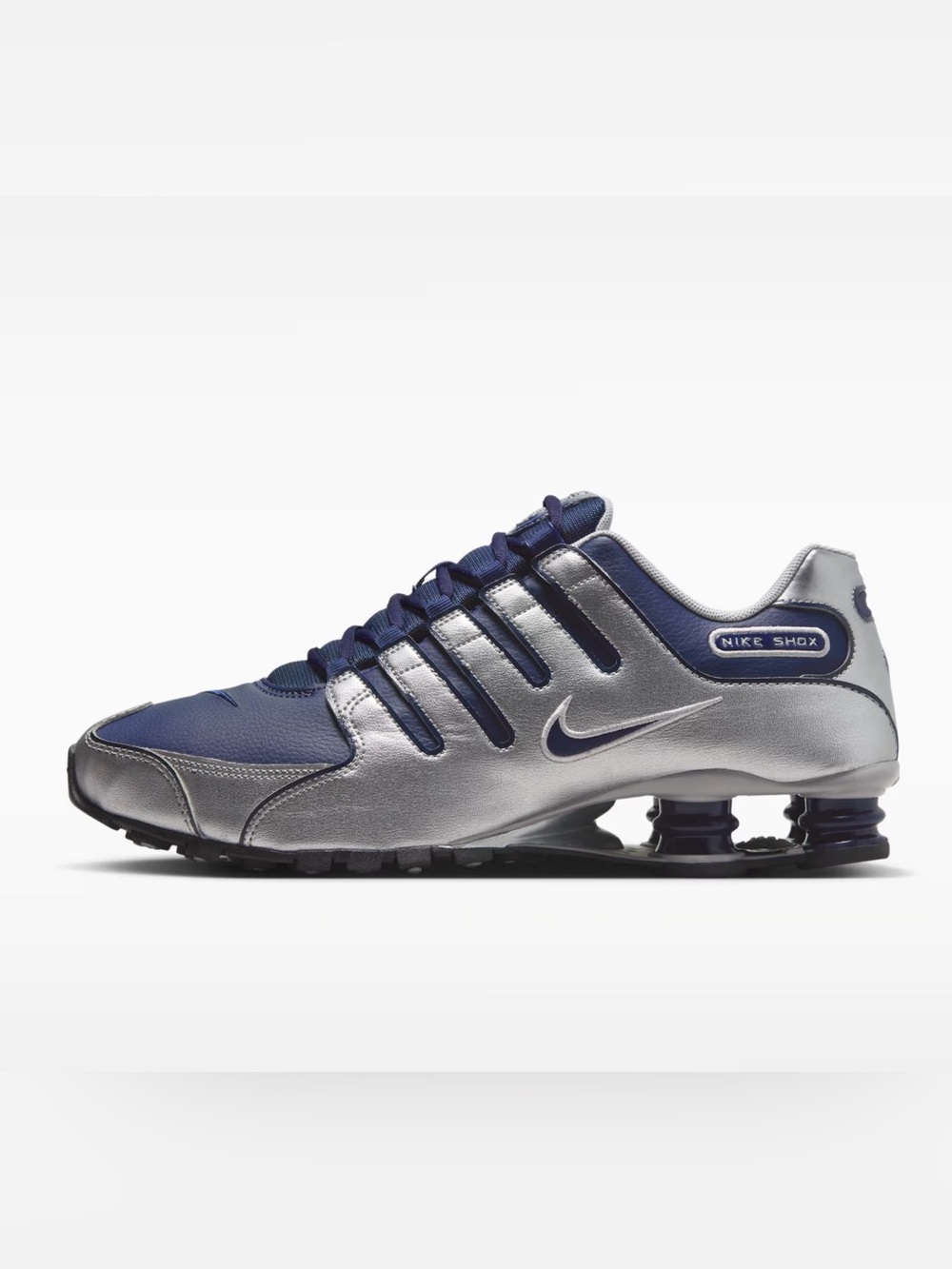 Nike Men’s Silver and Navy Shox Running Shoe